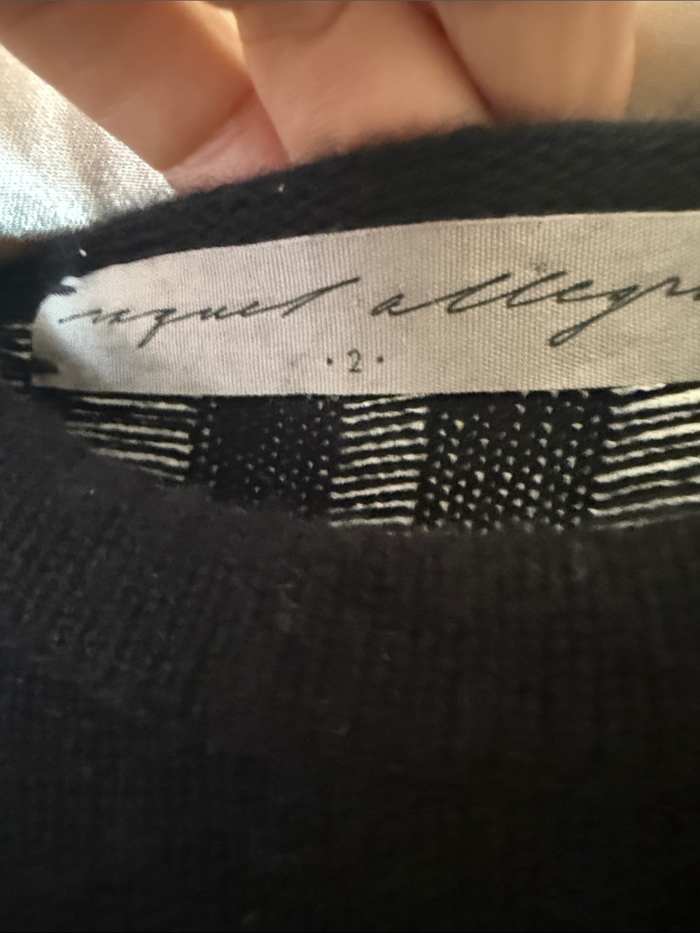 Raquel Allegra Cashmere Black Women's Crewneck Sweater - distressed back - Picture 2 of 5